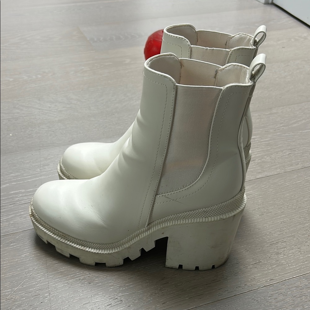 White Platform Chelsea Boots - Women